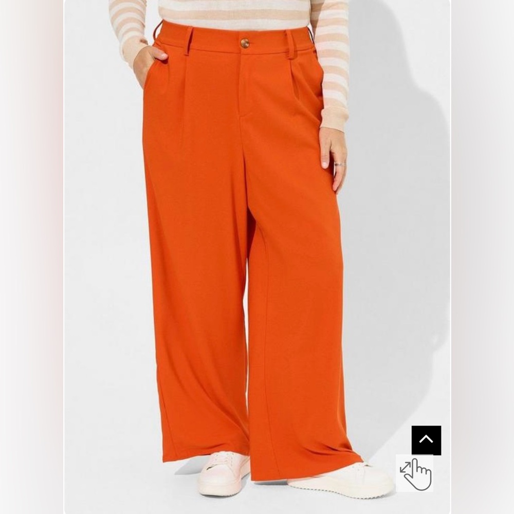 ORANGE WIDE LEG CREPE OANTS WITH ELASTIC WAIST AT THE BACK, TORRID, SIZE 18 REG